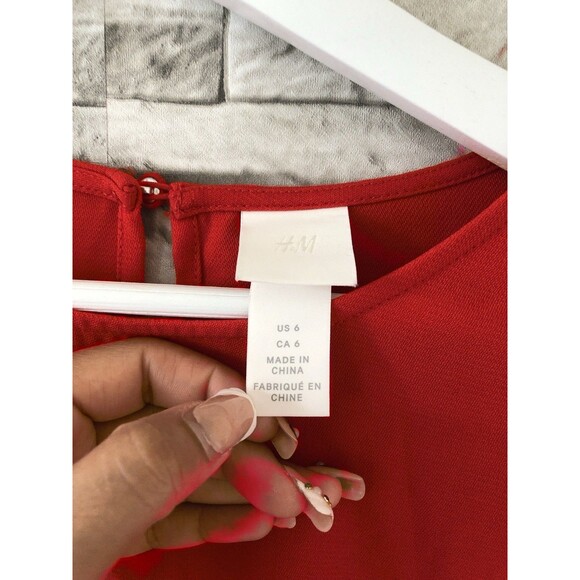 H&M Dress Women’s 6 Pearl Embellished Cuffs A Line Button Evening Classy - Picture 5 of 10